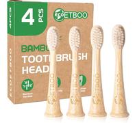 Bamboo Toothbrush Replacement Heads Compatible with Philips Sonicare, Soft Castor-Oil Biodegradable Bristles, Eco-Friendly Bamboo Handle, 4 Pack, Sustainable Daily Cleaning