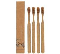 Bamboo Toothbrush Set, Biodegradable Natural Wooden Handle with Extra Soft Bristles, Sustainable Oral Care for Adults, Zero Waste Travel Toothbrush for Gentle Cleaning (4 Pcs)