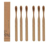 Bamboo Toothbrush Set, Biodegradable Natural Wooden Handle with Extra Soft Bristles, Sustainable Oral Care for Adults, Zero Waste Travel Toothbrush for Gentle Cleaning (6 Pcs)