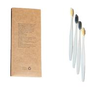 Bamboo Toothbrush, Wooden Toothbrushes, Biodegradable Organic Bamboo Toothbrushes (2 Black & 2 Brown, Pack of 4)