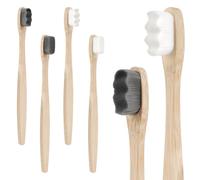 Bamboo Toothbrushes, 4 Pcs Soft Bristle Toothbrush, Eco-Friendly Wooden Toothbrush, 100% Biodegradable Bamboo Tooth Brushes, BPA-Free, Adult (Black and White)