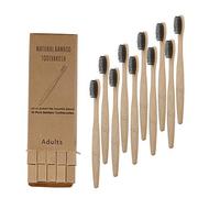 Bamboo Toothbrushes, Charcoal Medium to Soft Bamboo Toothbrushes, Biodegradable Fibre, Pack of 10 Biodegradable Families, Eco-Friendly Toothbrush without Handle