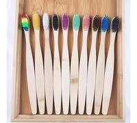 Bamboo Toothbrushes Medium Bristles - Family 10 Pack Eco Friendly Biodegradable Organic Premium Wooden Toothbrush