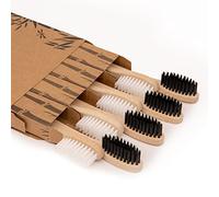 Bamboo Toothbrushes Wooden Toothbrush Bamboo Charcoal Toothbrush Eco Friendly Organic Soft Bristles Biodegradable Vegan Natural… (4 Black & 4 White)