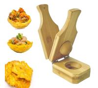 Bamboo Tostonera Plantain Press, 2 in 1 Banana Smasher Maker with Handle, Reusable Plantain Press Smasher, Plantain Smasher Portable for Fried Plantains Chips and Tostones Cups