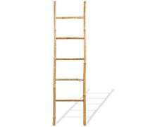 Bamboo Towel Ladder with 5 Rungs 150 cm Freestanding Brown Towel Rail and Organiser for Bathroom, Guest Room, Kitchen and Sauna for Storage and Drying