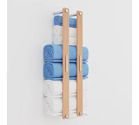 CJAID Towel Racks for Bathroom Wall Mounted, Bamboo Towel Holders with Hooks, Large Capacity Bathroom Towel Storage, Bath Towel Holder, Wall Towel Storage Rack Shelf for Rolled Towels, 30" x 5" x 7.6"