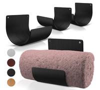 Bamboo Towel Rack by Aura Nest Set of 4 Wood Towel Racks Bamboo Bathroom Accessories -Wall Towel Holder for Rolled Towels Wooden Towel Racks for Bathroom Spa Bathroom - Black