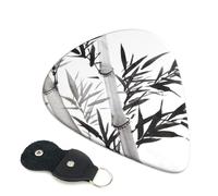 Bamboo Tree Image Chinese Calligraphy Guitar Plectrums, 6 Guitar Plectrums, Printed on both sides for Electric Guitar Bass Ukulele (0.46 mm 0.71 mm 0.96 mm)
