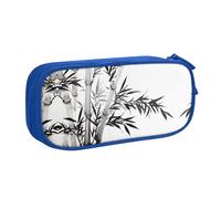 Bamboo Tree Image Chinese Calligraphy Large Capacity Double Layer Pencil Case,Customizable Full Print Polyester Fabric Organizer-School, Office, Travel Makeup Pouch