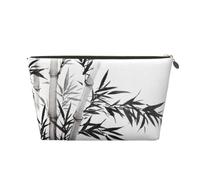 Bamboo Tree Image Chinese Calligraphy Leather Travel Wash Bag, Stylish and Durable, Easy to Carry