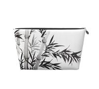 Bamboo Tree Image Chinese Calligraphy Leather Travel Wash Bag, Stylish and Durable, Easy to Carry