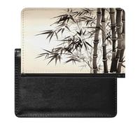 Bamboo Tree Image Chinese Calligraphy Passport Holder Cover Wallet Case PU Leather Passport Book Card Holder for Travel Must Haves