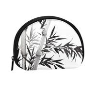 Bamboo Tree Image Chinese Calligraphy Portable Mini Change Storage Bag, Stylish and Compact Coin Purse, Suitable for Daily Carrying