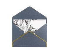 Bamboo Tree Image Chinese Calligraphy Print Horizontal Gold-Edged Pearl Greeting Card W/Envelope-Holiday,Birthday,Anniversary,Party(2pcs)