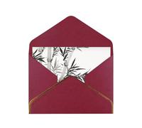 Bamboo Tree Image Chinese Calligraphy Print Horizontal Gold-Edged Pearl Greeting Card W/Envelope-Holiday,Birthday,Anniversary,Party(2pcs)