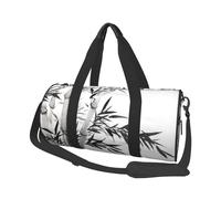 Bamboo Tree Image Chinese Calligraphy Print Round Duffel Bag, Canvas Overnight Travel Tote Bag, Waterproof and Tear-Resistant.Foldable Weekend Travel Bag
