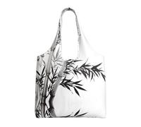Bamboo Tree Image Chinese Calligraphy Stylish Canvas One-Shoulder Commuter Bag-Suitable For Daily Use And Urban Exploration
