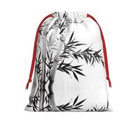 Bamboo Tree Image Chinese Calligraphy Ultra Soft Velvet Gift Bag, Comfortable To The Touch, Reusable