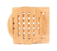 Bamboo Trivet, Kitchen Bamboo Hot Pads Trivet, Non-Slip Pads Square and Round for Hot Dishes/Pot/Bowl/Teapot/Pans(Thicken 2pcs)