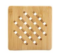 Bamboo Trivet Mat, Wooden Trivet, 15 x 15cm Square Heat Resistant Kitchen Hot Pads, Countertop Protector for Hot Dishes, Pot, Bowl, Teapot