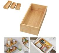 Bamboo Utensil Holder Drawer for Kitchen Counter, Bamboo Drawer Organizer, Wooden Storage Box for Cooking Tools, Makeup, Office Supplies (22 * 10 * 5cm)