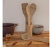 Bamboo Utensil Set with Holder, 5 Pieces, for Kitchen Countertop for Cooking Wooden Spoon