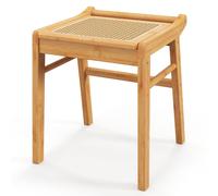 Bamboo Vanity Stool Living Room Makeup Dressing Rattan Top Ottoman Footrest COSTWAY Natural One Size