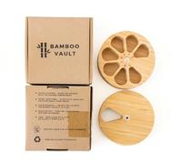 Bamboo Vault Round Pill Box - Natural Bamboo Rotating Pill Organiser for Vitamins, Jewellery & Trinkets - Eco-Friendly, Compact Storage with Magnetic Lid - 100% Recyclable Packaging