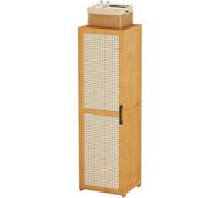 Bamboo Vertical Shoe Cabinet 8Tier SpaceSaving Corner Storage Unit with Door Perfect for Entryway Hallway BedroomStylish & Functional