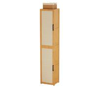 Bamboo Vertical Shoe Rack Organizer, Slim Free Standing Storage Cabinet, Tall Space-Saving Shoe Stand for Narrow Spaces, Corner Design (30×33×188cm)
