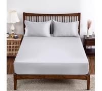 Bamboo Viscose Fitted Sheet King Size Only, 400 Thread Count, 8-16" Deep Pocket, Cooling Breathable Silky Smooth Soft Bottom Sheet for Hot Sleeper (Gray, King)