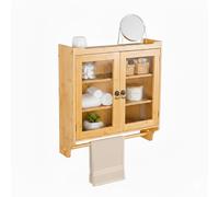 Relaxdays Bamboo wall cabinet with towel rack