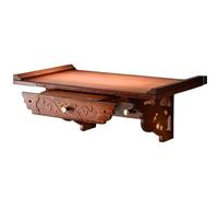 Bamboo Wall-Mounted Buddha Altar Shelf with Pull Plate - Meditation Table for Home Temple 31.5" x 11.8" x 7.8" - Perfect for Spiritual Practices and Decoration