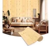 Bamboo Wall Panel Pole Wrap Wainscoting Panelling for Interior Wall Decor Living Room Office Kitchen Island (0.4×2.4m, Light Burned)