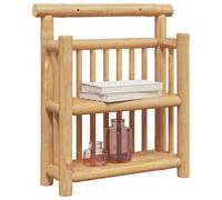 Bamboo Wall Shelf 40cm 2 Tier Floating Storage Display Shelf Natural Wood