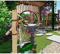 Bamboo Water Fountain - Japanese Zen Garden Pond Water Feature with Rocking Pump for Tranquil Outdoor Landscape Decoration