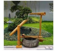 Bamboo Water Fountain, Zen Garden Water Feature with Pump, Outdoor Rocking Pond Waterfall for Japanese Garden Decoration