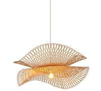 Bamboo Weaving Pendant Light Fixtures,Basket Pendant Lighting,Boho Light Fixture Hand-Woven Chinese Style Chaner, Bamboo Retro Pendant Lamp,for Dining Room Kitchen Island