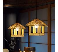 Bamboo Wicker Chandelier Ceiling Retro Japanese Style Creative Weaving Bamboo Pendant Light Hand Woven Rattan Basket Decoration Restaurant Decoration Lighting Fixture E27 Base Single Lamp