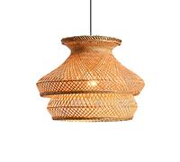 Bamboo Wicker Pendant Light Adjustable Natural Woven Bamboo Chandeliers Rattan E27 Base Hanging Light Ceiling Lighting Fixture Retro Style Lantern for Kitchen Island, Dining Room,