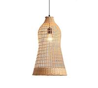 Bamboo Wicker Pendant Light Adjustable Natural Woven Bamboo Chandeliers Rattan E27 Base Hanging Light Ceiling Lighting Fixture Retro Style Lantern for Kitchen Island, Dining Room,