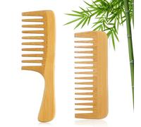 Bamboo Wide Tooth Comb for Curls, 2 Pack Wooden Comb for Hair Bamboo Comb Handmade Wooden Hair Comb Anti-Static Large Tooth Comb Detangler Comb for Women Curly Wavy Thick Hair