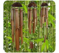Bamboo Wind Chime Musical Mobile Bells 3-Piece Set Large, Natur, 6 Tubes