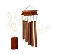Relaxdays Wind Bamboo, Sound Chimes Temple Design, Hanging Decor for Outdoors & Indoors, HxW: 62 x 15 cm, Brown