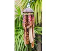 Bamboo Wind Chime with Red Gecko Natural Bamboo & Coconut Shell Fair Trade 40cm