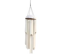 Bamboo Windchime Multi-Coloured Handmade Coconut Bamboo Garden Wind chime Hanging Accessory Rustic Distressed Home Decor (White)
