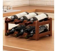 Bamboo Wine Rack, Countertop Bottle Holder, 2-Tier Storage for 6 Bottles, Stylish for Kitchen, Dining Room, Bar, Easy Assembly, Ideal for Wine & Spirits