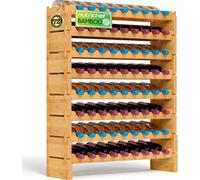 Bamboo Wine Rack, Freestanding 8-Tier 72 Bottle Holder, Wooden Storage Shelves,