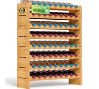 Bamboo Wine Rack, Freestanding 8-Tier 72 Bottle Holder, Wooden Storage Shelves, Stackable Modular Wine Organizer, Display Shelf for Home & Kitchen